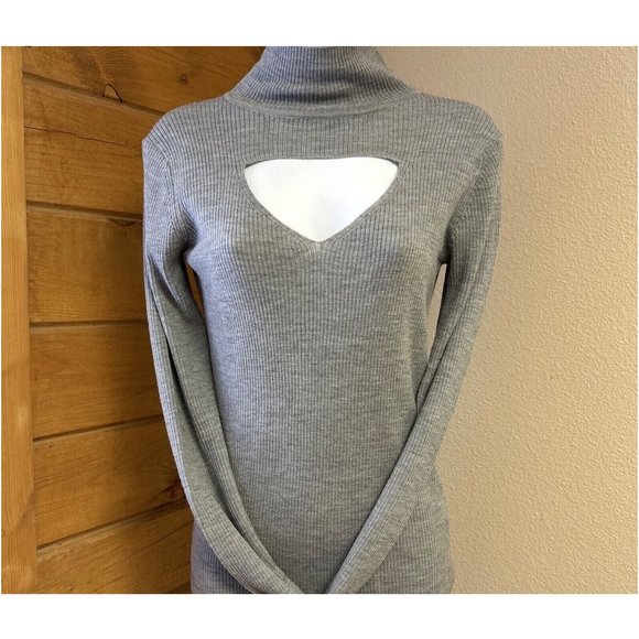 RARE Temperley London Cut Out Ribbed Turtleneck Sweater | Size Small | Gray - Picture 2 of 7